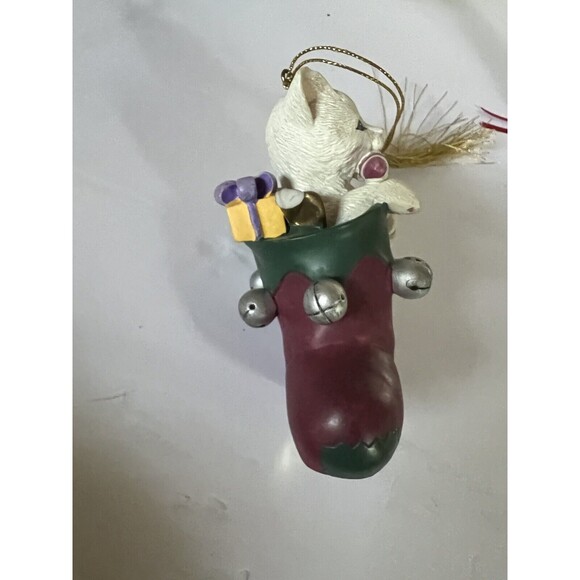 Lenox Holiday White Cat Kitten Christmas Ornaments Lot Of 2 Vintage 1998-1999 VG - Picture 6 of 11